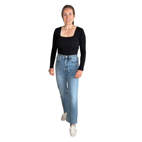 TOTEME Classic Cut Denim Light Wash Ankle Frayed Denim Jeans Women's Size 27 - Picture 2 of 14